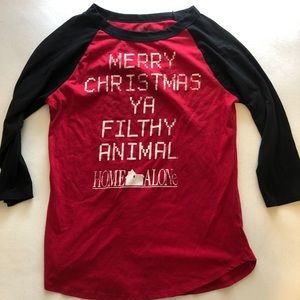 JUNIORS - Home Alone red long sleeve baseball tee